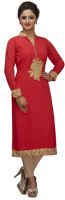Khoobee Party, Festive Embroidered Women's Kurti(Red)