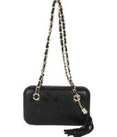 Kion Style Black Black Textured Women's Evening Clutch