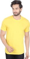 LUCfashion Solid Men's Round Neck Yellow T-Shirt