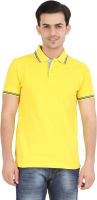 Moonwalker Solid Men's Polo Neck Yellow T-Shirt