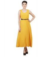 Sei Bello Yellow Crepe Maxi Dress