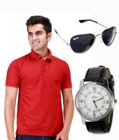 Street Club Comboof 1 Polo T-shirt With Sunglass & Watch