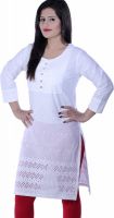 Sukanyaa Casual Solid Women's Kurti(White)