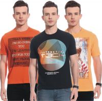TAB91 Printed Men's Round Neck Multicolor T-Shirt(Pack of 3)