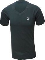 Tick Lish Solid Men's V-neck Dark Green T-Shirt
