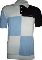Tick Lish Striped Men's Polo Neck White, Light Blue, Black T-Shirt