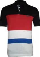 Tick Lish Striped Men's Polo Neck Black, Red, White T-Shirt