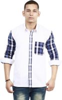 Trendster Men's Checkered Casual White Shirt