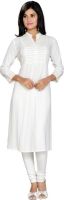 Varja Casual Solid Women's Kurti(White)