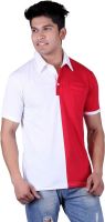 Vivid Bharti Solid Men's Polo Neck Red, White T-Shirt