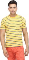 Yuvi Striped Men's Round Neck Yellow T-Shirt