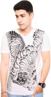 Zwizdot Printed Men's V-neck White T-Shirt