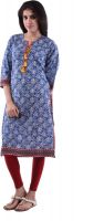 Aarr Printed Women's A-line Kurta(Blue)