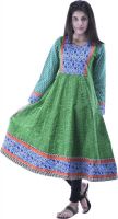 Aarr Printed Women's Anarkali Kurta(Green)