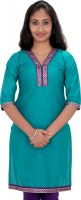 Aadit Casual Solid Women's Kurti(Dark Blue)
