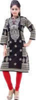 Abhinandan Crafts Printed Women's Straight Kurta(Black)