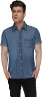 Again? Vintage Men's Solid Casual Blue Shirt Again? Vintage Men's Solid Casual Blue Shirt