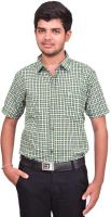 British Terminal Men's Checkered Casual Green Shirt