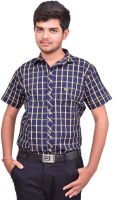 British Terminal Men's Checkered Casual Yellow Shirt