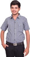 British Terminal Men's Checkered Casual Blue Shirt