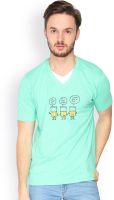 Campus Sutra Solid Men's V-neck Green T-Shirt