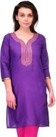 Cenizas Casual Self Design Women's Kurti(Purple)