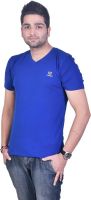 Colors and Blends Solid Men's V-neck Blue T-Shirt
