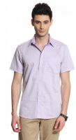 Cotton World Men's Solid Casual Purple Shirt