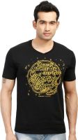 Design Classics Printed Men's V-neck Black T-Shirt