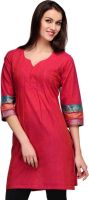 Fuchsia Designs Woven, Solid Women's Straight Kurta(Pink)