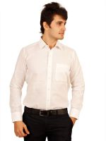 Helg Men's Solid Formal Linen White Shirt