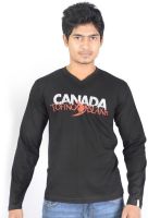 Hueman Printed Men's V-neck Black T-Shirt