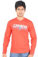 Hueman Printed Men's V-neck Red T-Shirt