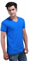 Inkovy Solid Men's V-neck Blue T-Shirt