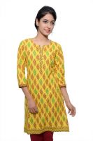 Juniper Casual Printed Women's Kurti(Yellow)