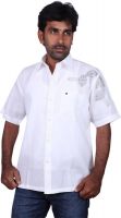 Karlsburg Men's Embroidered Party White, Black Shirt