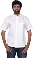 Karlsburg Men's Embroidered Party Silver, Brown Shirt