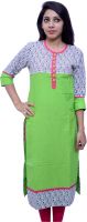 Laado Printed Women's Straight Kurta(Orange, Green)