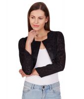 Meee Black Polyester Blend Shrugs