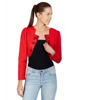 Meee Red Polyester Blend Shrugs