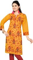 Meher Impex Casual Embroidered, Applique Women's Kurti(Orange, Red)