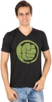 Planet Superheroes Graphic Print Men's V-neck Black T-Shirt