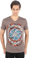 Planet Superheroes Graphic Print Men's V-neck Grey, Red T-Shirt