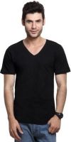Purple Square Printed Men's V-neck Black T-Shirt