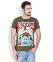 Spykar Green Round Neack T Shirt