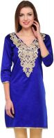 Sukuma Casual, Festive, Party Solid Women's Kurti(Blue)