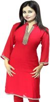 Vivaa Party Solid Women's Kurti(Red)