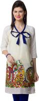 Yepme Casual Printed Women's Kurti(White, Blue)