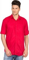 AJ Dezines Men's Self Design Casual Red Shirt