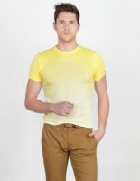 Basics Printed Men's Round Neck Yellow T-Shirt